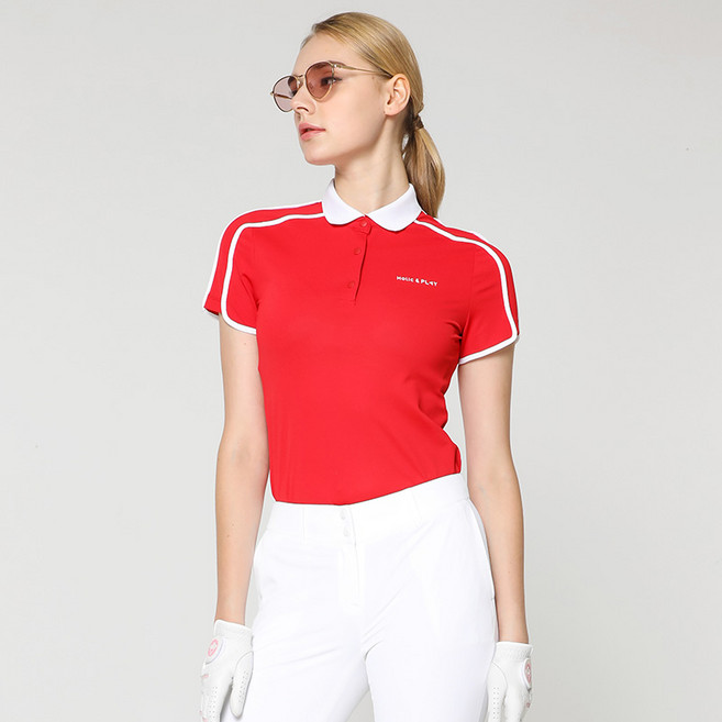 (여성)유베일 배색포인트 카라 티셔츠_HC2WTS010