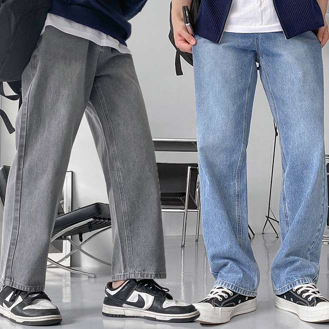 데일리 S-3XL 롱/기본/숏 기장선택 가능 크래커 미니멀 세미 와이드 팬츠 청바지