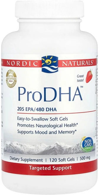 Nordic Naturals ProDHA™ 딸기맛 소프트젤 120정(소프트젤 1정당 250mg) NOR-51090, 1개, 120정 - 쿠팡