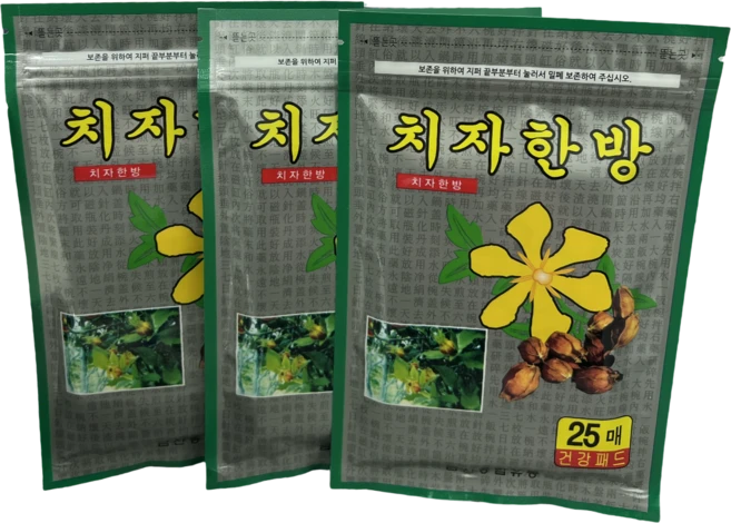 한방 치자 파스 통증 염증 완화 근육통 대용량 25개입, 5세트 - 쿠팡