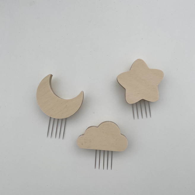 하이오즈 자작나무 원목 꼭꼬핀 별+달+구름 3개 세트, 1개, 미디움 3개 세트