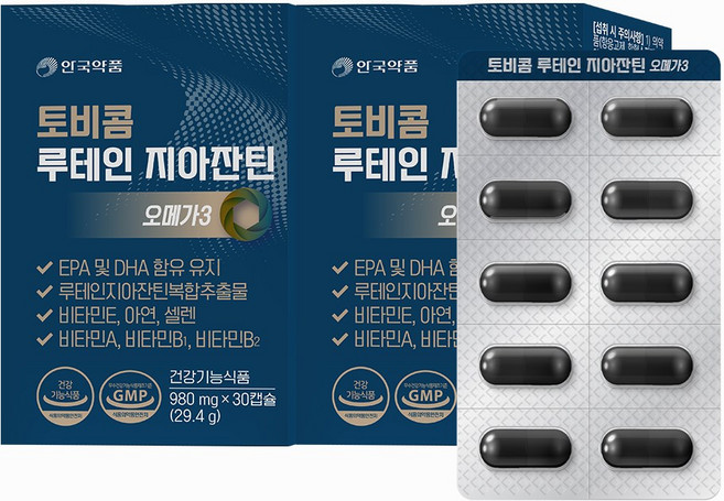 안국약품 토비콤 루테인지아잔틴오메가3, 2개, 30정