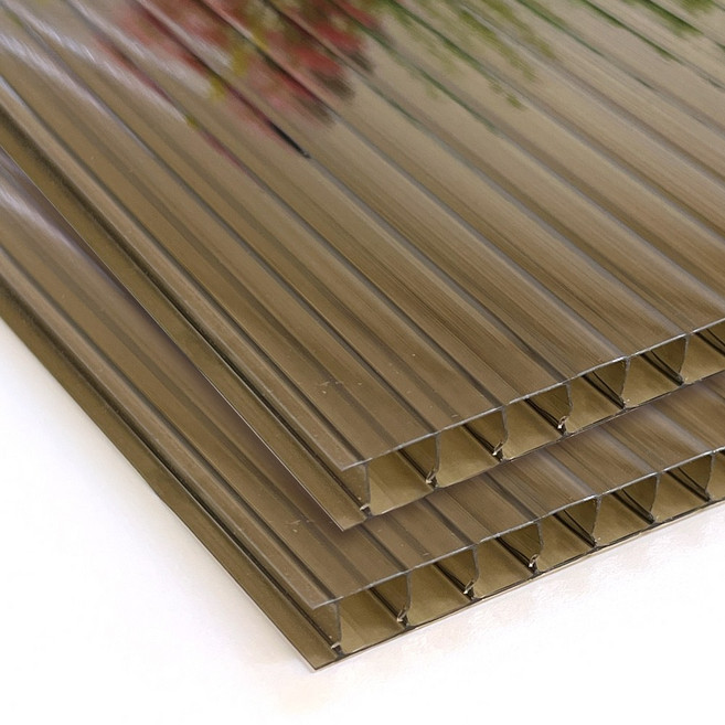폴리카보네이트 복층 렉산 PC판 지붕 4Tx1000x1000mm, 1개, 4T 1Mx1M 갈색(2개입)