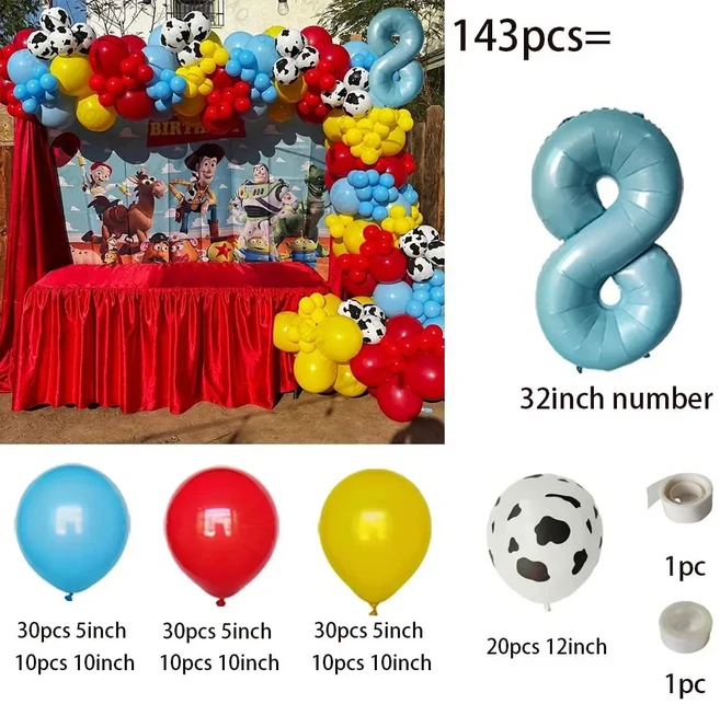 쿠쿠스토어 143개 토이 스토리 생일 테마 파티 풍선 가랜드 아치 키트 버즈 라이트이어 어린이 장식 장난감, 01 as picture, 06 형광 노란색