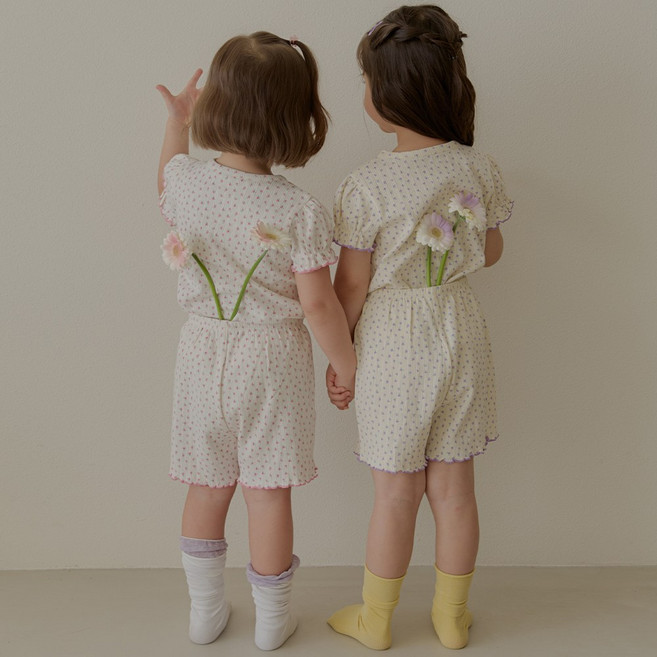 [해피버스]쁘띠플라워 실내복세트