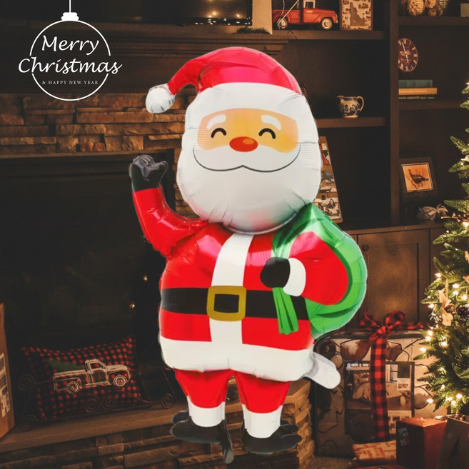 크리스마스 풍선 대형 은박 장식 파티용품 산타풍선, 1개, Santa