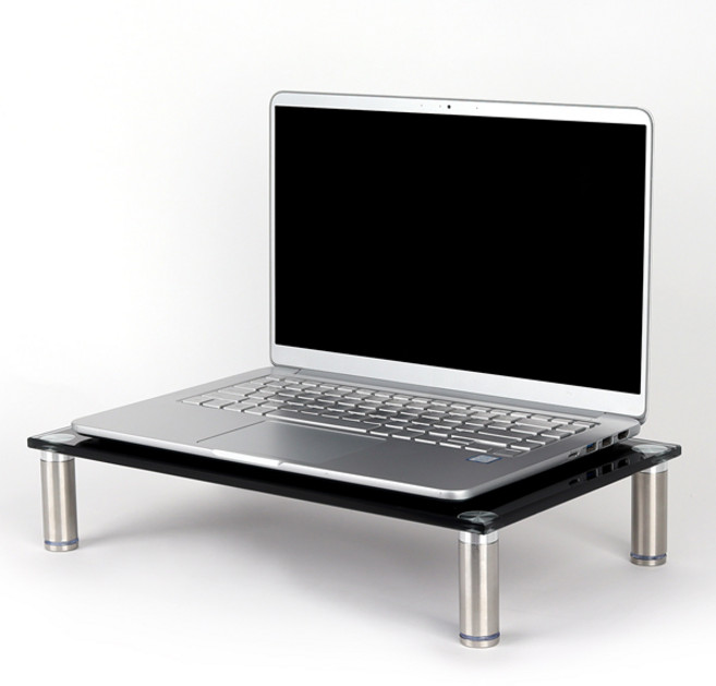 TV 모니터 다용도 강화유리 받침대 W400 D240 H80mm 블랙, 1개