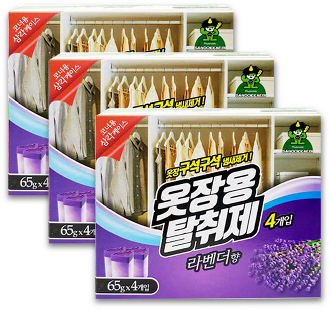 산도깨비 옷장용 탈취제 라벤향, 260g, 3개
