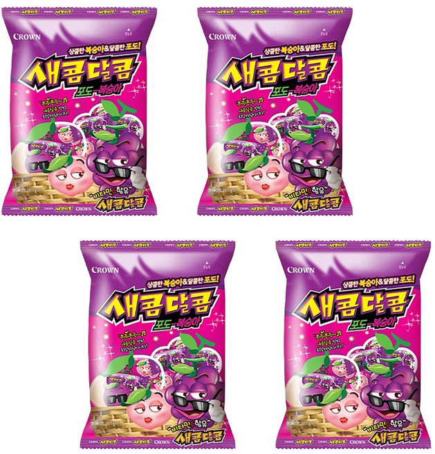 크라운 새콤달콤 포도복숭아 대용량 200g 4개