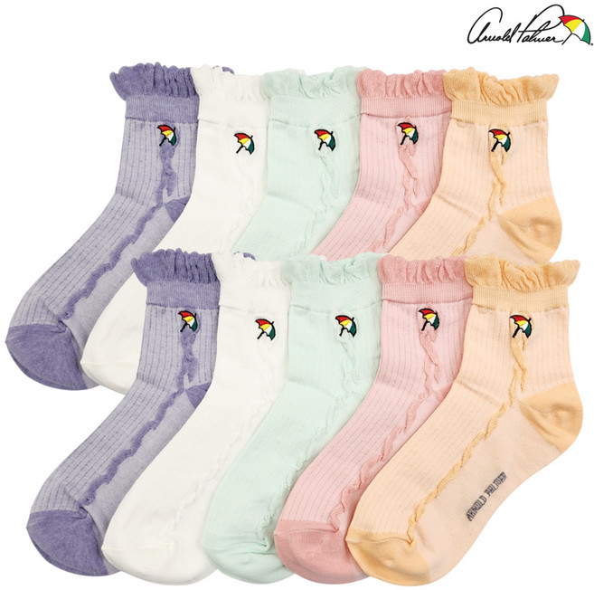 아놀드파마 여성 봄코디 패션 레이스양말 파스텔 단목양말 10켤레 세트