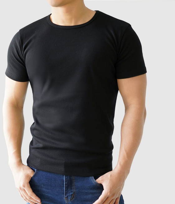 스타토리 짱짱한 머슬핏 반팔 남자 면 반팔티 스판 라운드 티셔츠 쫄티