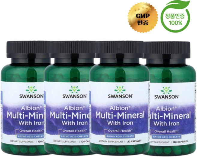 2+2 스완슨 멀티 미네랄 철분 함유 캡슐 120정, 4개 - 쿠팡