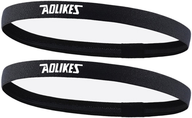 AOLIKES 헤어밴드 머리띠 땀흘림 방지 헬스 운동 러닝 스웨트 등산 남여공용 스포츠 쿨 땀흡수 2101, 2101_블랙, 2개