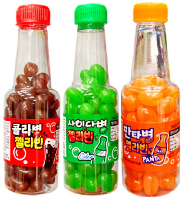 젤리빈 60g 콜라병 + 사이다병 + 판타병 세트 탄산음료 맛 젤리, 1개, 180g