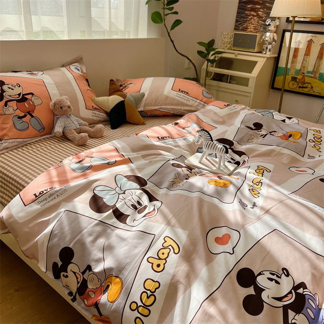 캐릭터 침구 세트 겨울 침대 차렵이불 싱글 더불 이불 커버, K. 미키 패밀리 G