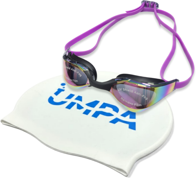 음파 수모 물안경 수경 패킹 안티포그 나노코팅 화이트 실리콘 수모 세트, 1개, 바이올렛