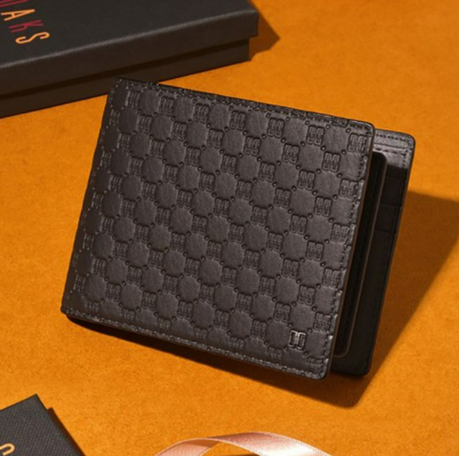 닥스 남녀공 루이스 가죽 엠보 DD 패턴 반지갑 DBWA5E925BK