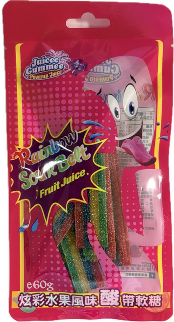 Juicee Gummee 炫彩水果風味酸帶軟糖, 1個, 60g