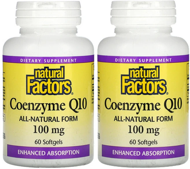 1+1 네추럴팩터스 코엔자임 Q10 유비퀴논 100mg 60젤, 2팩, 60정 - 쿠팡