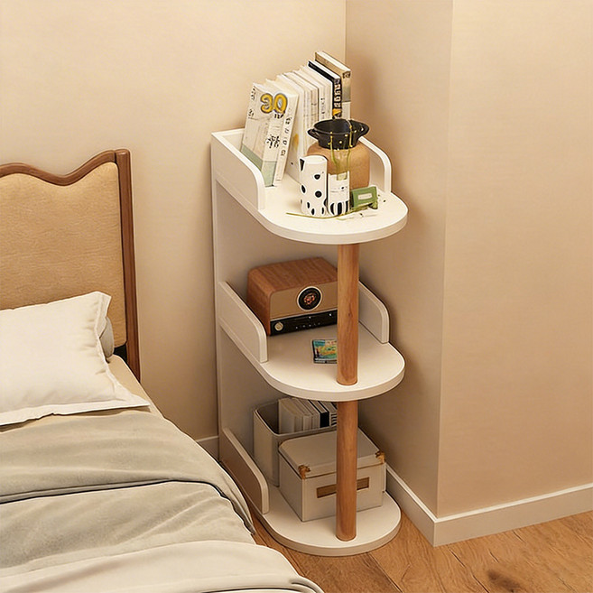 베랄룰 거실 침대 소파 사이드 테이블 원목 수납 선반 틈새 수납장 진열장 침대 협탁 폭30CM, 화이트3단