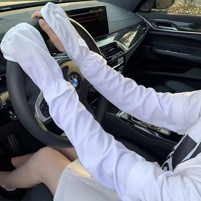 신페이드 여성 여름 봄 팔토시 장갑 등산 운전 자전거 자외선차단 여자 세트, 화이트