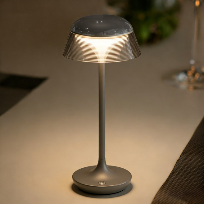 Keebright 무선 LED 단스탠드 무드등 침실 취침등 터치 3색변환 3600mAh 충전식 테이블 조명, 티타늄 그레이