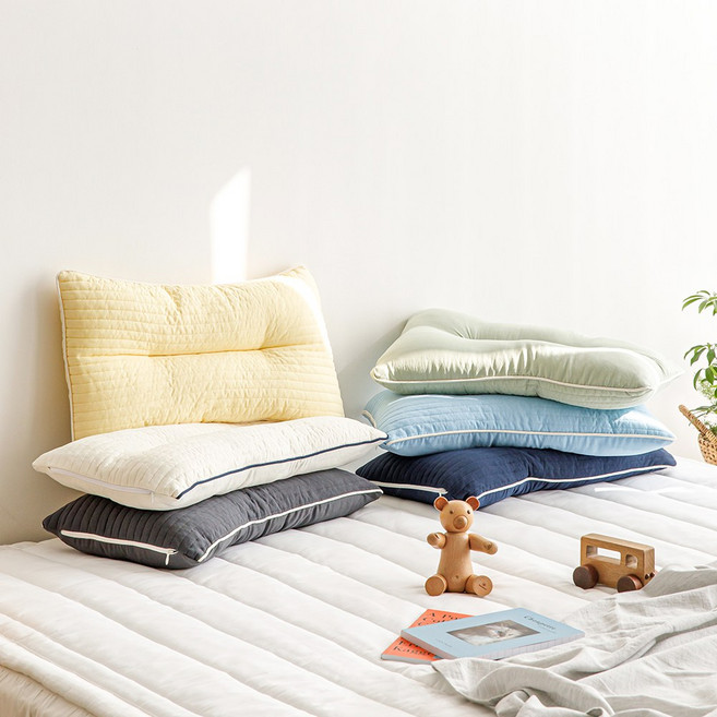 플랫화이트 마이크로화이버 빨아쓰는 사계절 경추베개 지퍼형, 스카이블루, 2개