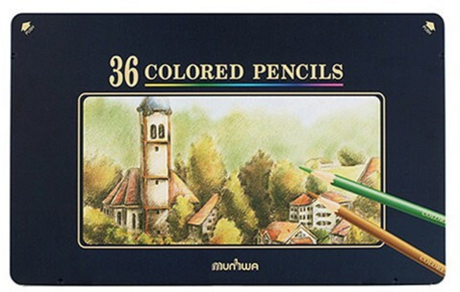 문화 목색연필 36색(유성/틴케이스) KPI 넥스프로 오일색연필 틴케이스