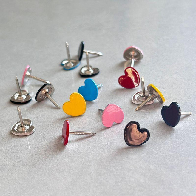 無品牌 彩色愛心圖釘 100枚/盒, 1個, 金屬心形圖釘 釘面11釘長13MM , 克蘭因藍 100枚/盒