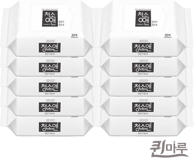 퀸마루 물없이 정전기청소포 30매 먼지 간편청소, 10개