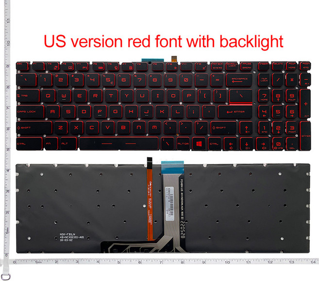 US/RU 백라이트 노트북 키보드 MSI WS70 GS63VR GL62 GS73VR GS73VR GL62VR GL62M GL72M GT76 GE63VR GT72VR MS 16J2, US Red backlit, 1개