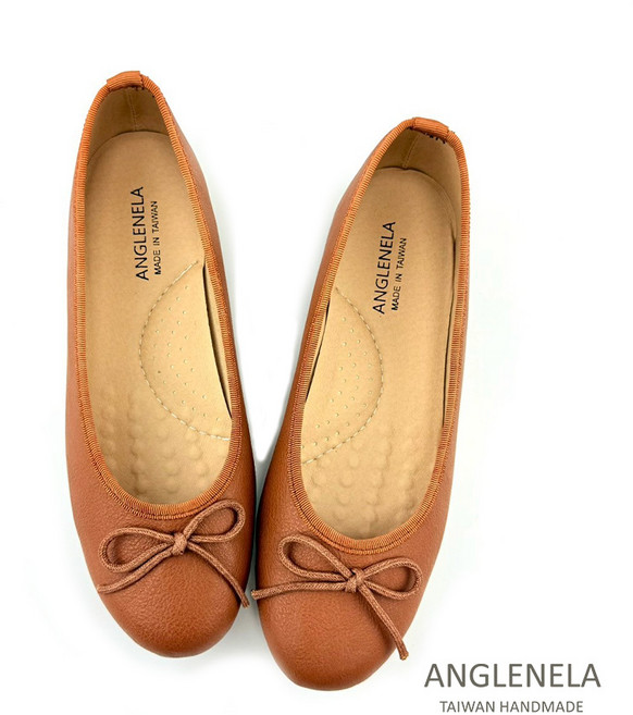 ANGLENELA 現貨速發 柔軟蝴蝶結芭蕾平底鞋 厚底娃娃鞋 3D立體足弓乳膠鞋墊 通勤日常百搭 台灣製