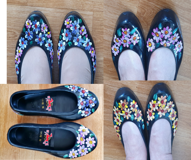 꽃고무신 꽃그림 추억의 검정고무신, 흰색, 1개