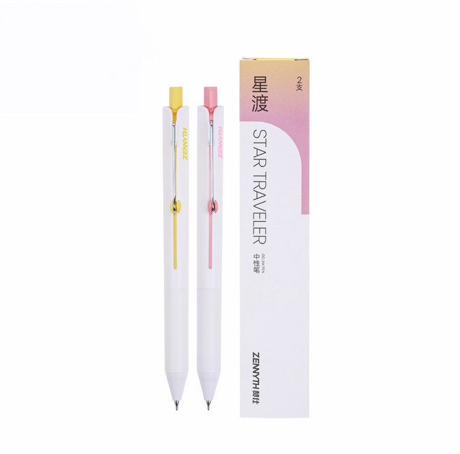 ZENNYTH 볼펜 Gel Ink Pen 별을 건너다 Star Traveler 0.5 mm 2Pcs/박스, 1박스, 노랑,분홍