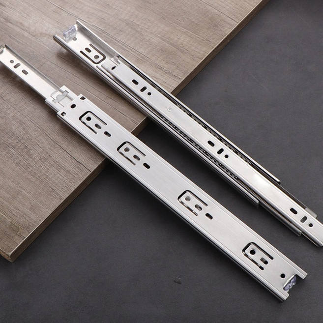3단 볼레일 고하중 슬라이드레일 서랍장레일 가구 옷장 수납장 하부장 책상 책장 싱크대 레일 DIY 서랍 레일 교체 2개, 1세트