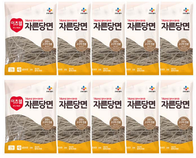 CJ 이츠웰 자른당면 14cm 1kg, 10개