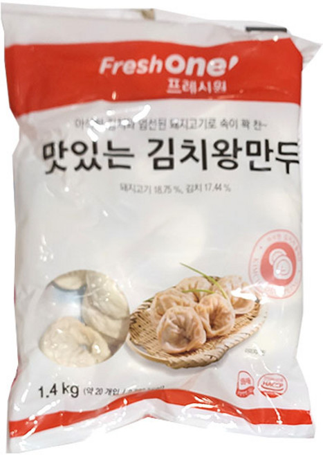 (무)(냉동)프레시원 김치왕만두(냉동 1.4kg)X3개, 1.4kg