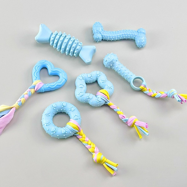 강아지 이갈이 파스텔 치발기 6종 세트, 블루, 1개