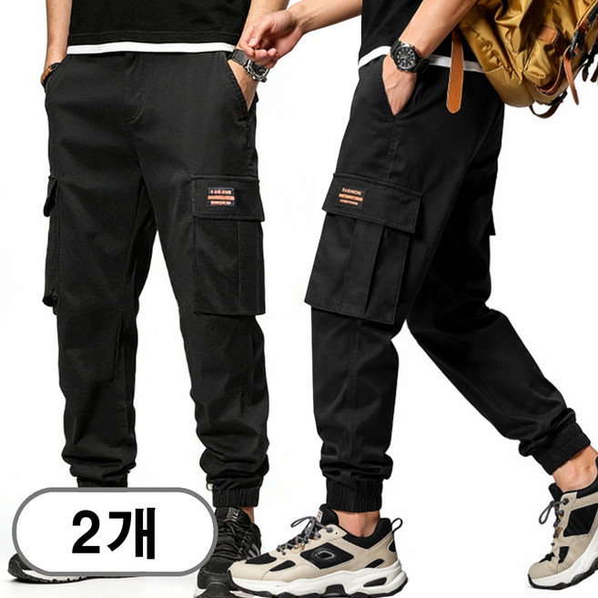 차쿠 1+1(2세트) 남성 4계절 겨울 기모 카고바지 작업복바지 캐주얼 융털 조거팬츠 (4계절 겨울)