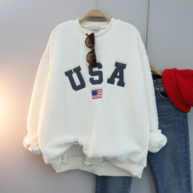 달콩 빅사이즈 겨울긴팔티 유에스에이뽀글이맨투맨