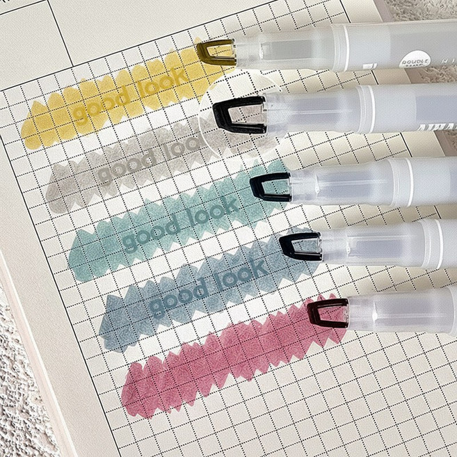 더블헤드 형광펜 5종 세트 컬러 선택형 감성 문구 다꾸펜, 레트로컬러