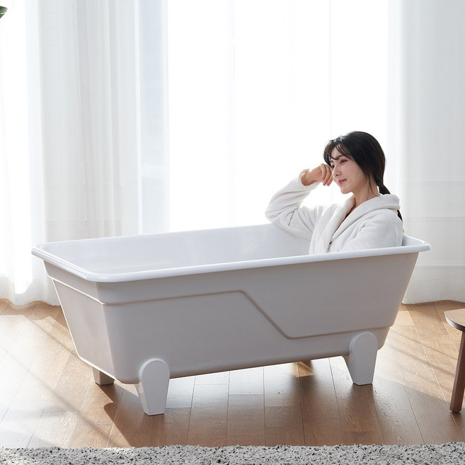 욕조전문/국내산 퍼스파 프리언스 이동식욕조 1인용 다리형 반신욕 아크릴 11kg, 1250*700, 1개, 화이트