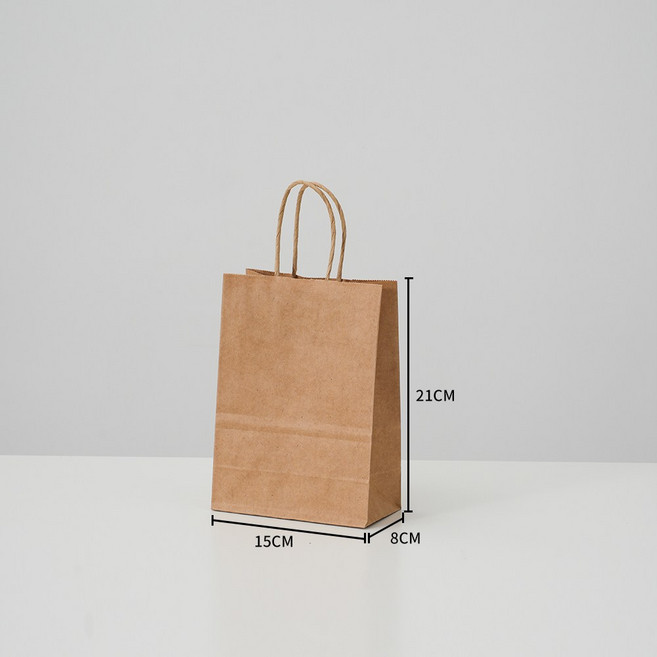 50장 고급 크라프트 종이가방 튼튼한 쇼핑백 130 무지 선물 미니 종이쇼핑백 인쇄 제작 어젠다, 고급  소 (15x8x21), 50개