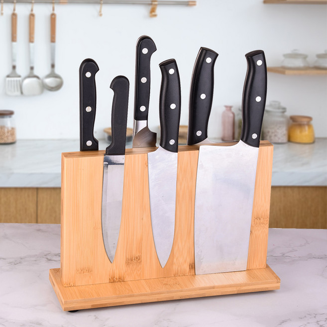 하모니 원목 자석 칼걸이 칼꽂이 칼거치대 칼블럭, 대나무 자석 칼 스탠드 E1211, 1개