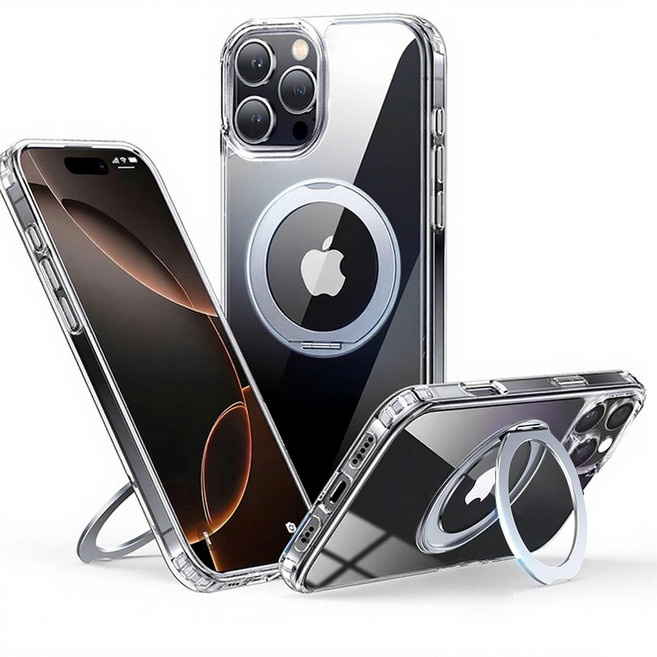 반스등 360도 회전 스탠드 투명 자석 맥 안전 보호 변색 방지 스마트폰 케이스