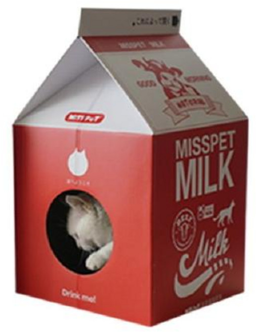 미스펫 우유팩 하우스 스크레쳐 딸기우유, 단품, 1개