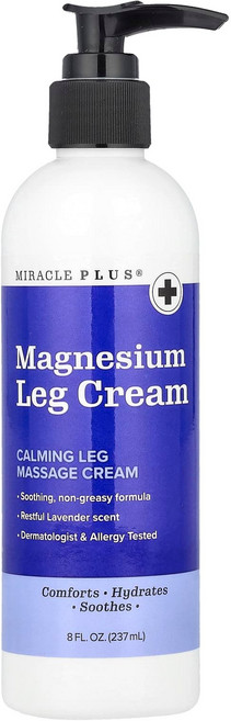 미라클 플러스 마그네슘 레그 크림 라벤더 237ml(8fl oz) MPS-03679, 1개, 237ml