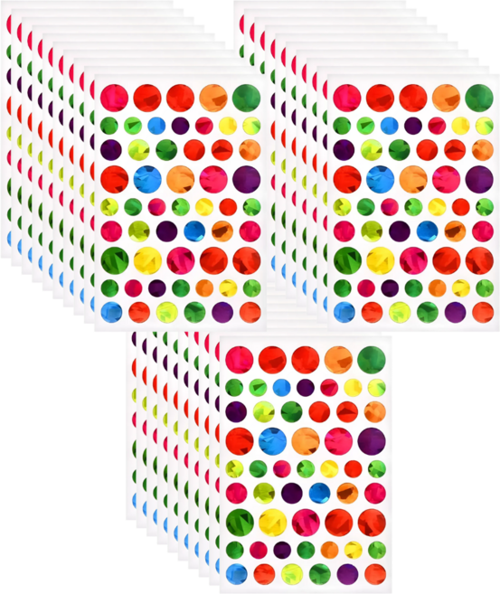 스노벨 레이져 원형 하트 별 스티커, 3개, 원형(540개) S588