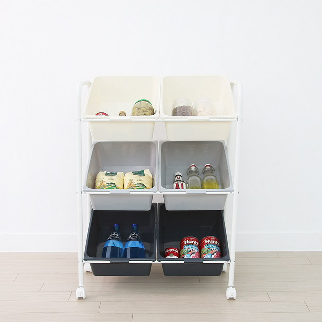 이동식 트롤리 수납장 장난감 기저귀 정리함, 10.모던트롤리6단
