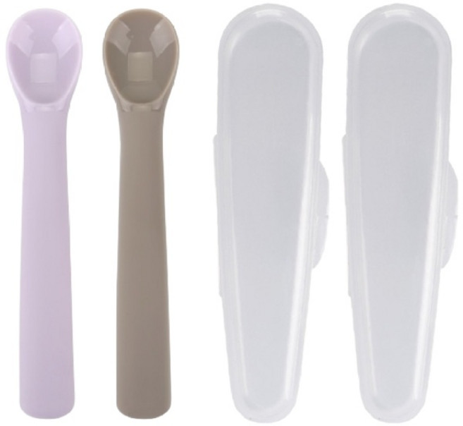 데일리라이크 봉봉 이유식 스푼 2단계 2P + 이유식케이스 2p, 라벤더 + 코코아, 1개